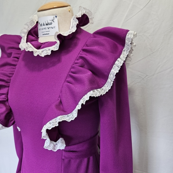 SOLD🌈1970s Fuschia Psychedelic Prairie Dress - Picture 11 of 13